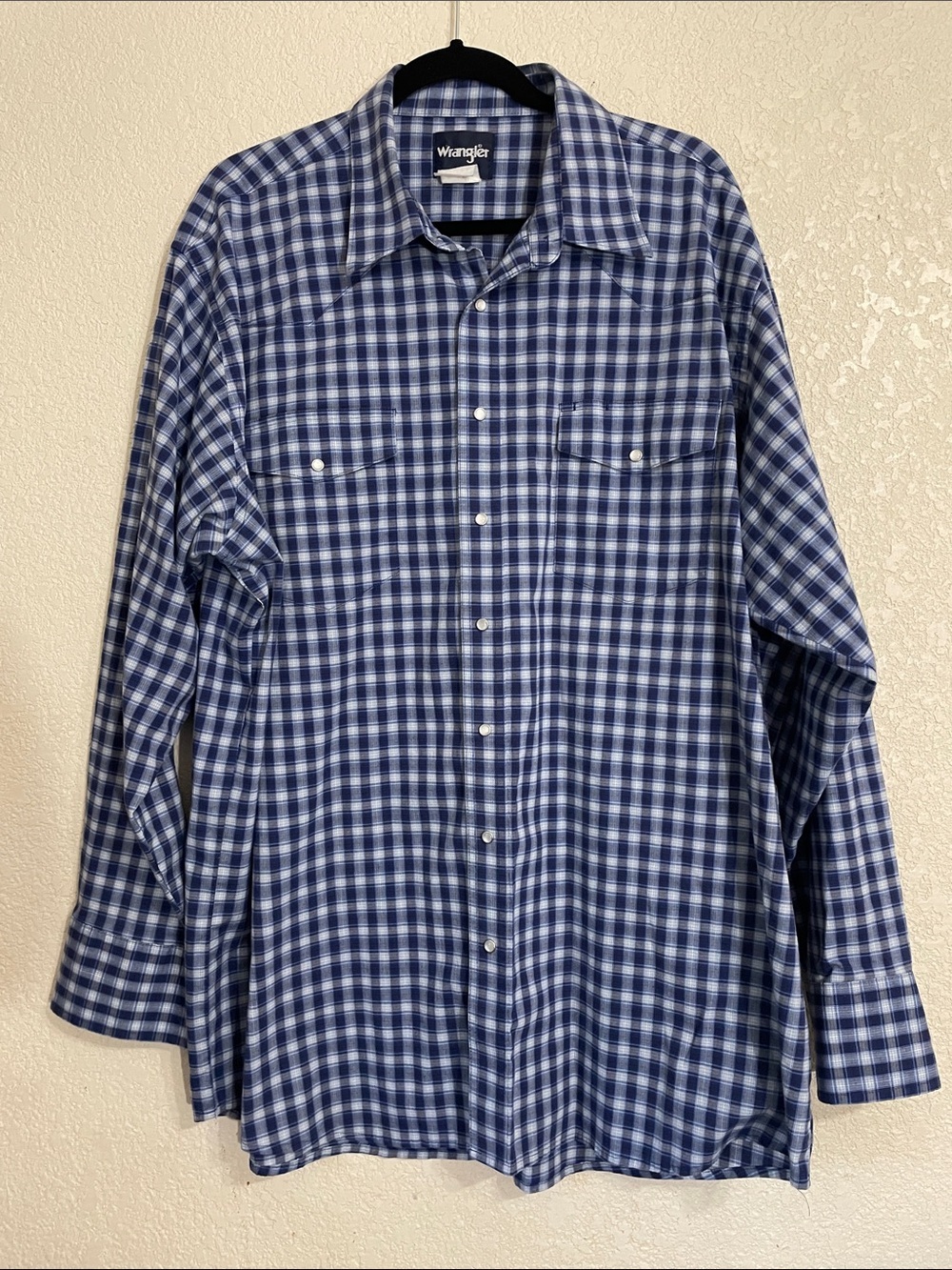 Vintage Wrangler Blue and White Plaid Shirt